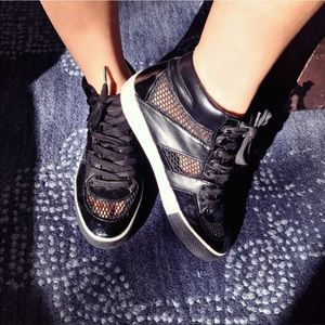 RIVER ISLAND Black & White Mesh Sneakers